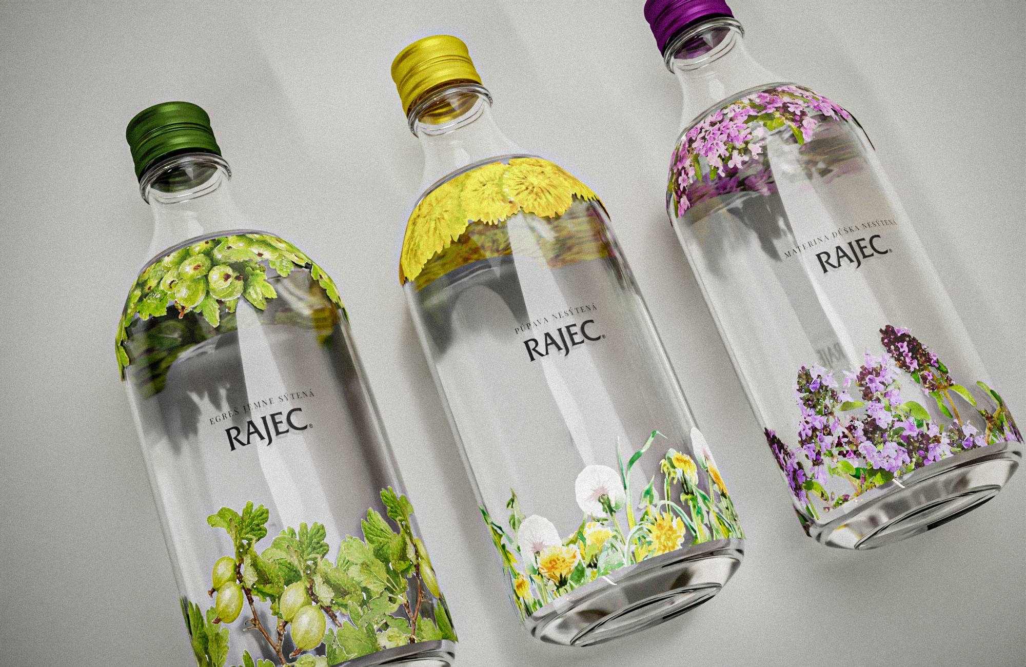 Rajec bottles — gooseberry, dandelion, wild thyme
